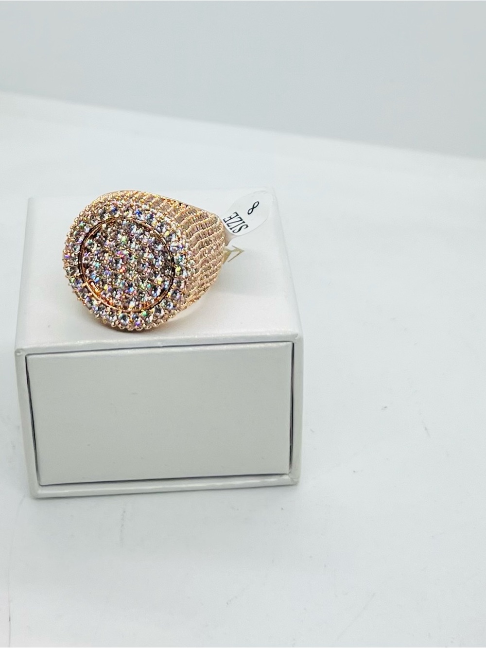 Brand New, Rose Gold Tone Iced Out Hip-hop Cluster Ring Size 8